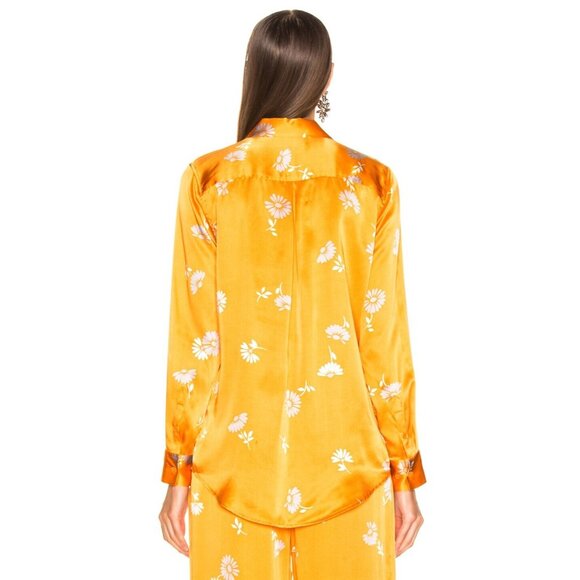 NWT Equipment Essential in Orangeraie Floral Satin Silk Button Down Shirt L $280 - Picture 8 of 8